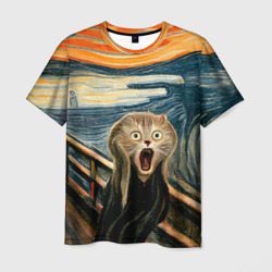 Мужская футболка 3D Нейросеть - крик кота