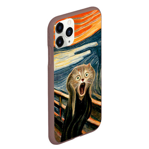 Чехол для iPhone 11 Pro Max матовый Нейросеть - крик кота, цвет коричневый - фото 3