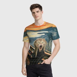 Мужская футболка 3D Нейросеть - крик кота - фото 2
