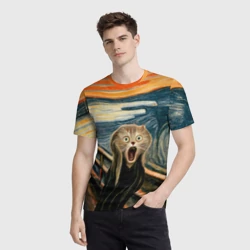 Мужская футболка 3D Нейросеть - крик кота - фото 2