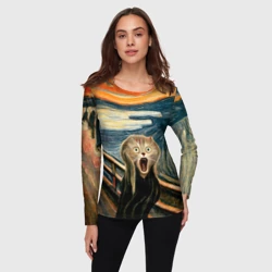 Женский лонгслив 3D Нейросеть - крик кота - фото 2