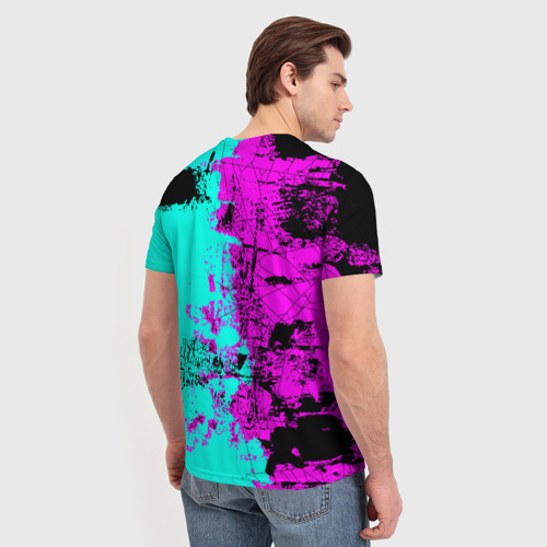Мужская футболка 3D с принтом Неоновый гоку блэк, вид сзади #2