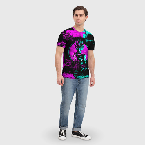 Мужская футболка 3D с принтом Неоновый гоку блэк, вид сбоку #3