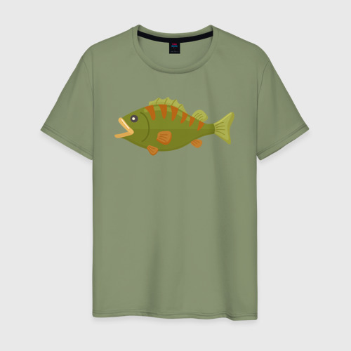 Мужская футболка хлопок с принтом Рыба окунь, вид спереди #2