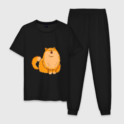 Мужская пижама хлопок Оранжевый орущий кот