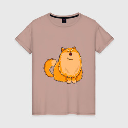 Женская футболка хлопок Оранжевый орущий кот