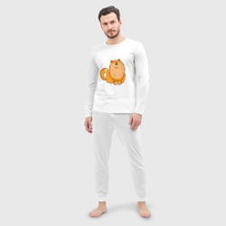 Мужская пижама с лонгсливом хлопок Оранжевый орущий кот - фото 2