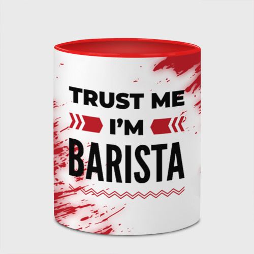 Кружка с полной запечаткой Trust me I'm barista white, цвет белый + красный - фото 4