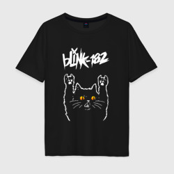 Мужская футболка хлопок Oversize Blink 182 rock cat