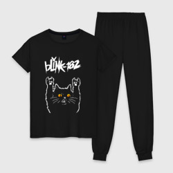 Женская пижама хлопок Blink 182 rock cat