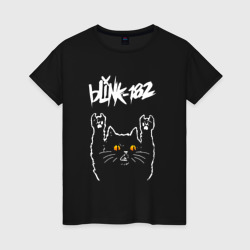 Женская футболка хлопок Blink 182 rock cat