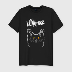 Мужская футболка хлопок Slim Blink 182 rock cat