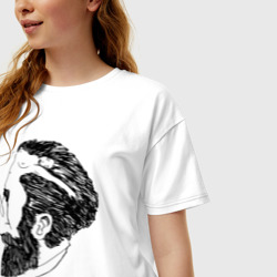 Женская футболка хлопок Oversize Портрет Зигмунда Фрейда, иллюзия - фото 2