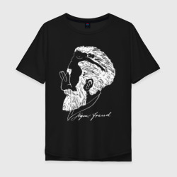 Мужская футболка хлопок Oversize Портрет Зигмунда Фрейда - иллюзия