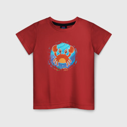 Мультяшный весёлый краб – Детская футболка хлопок с принтом купить со скидкой в -20%