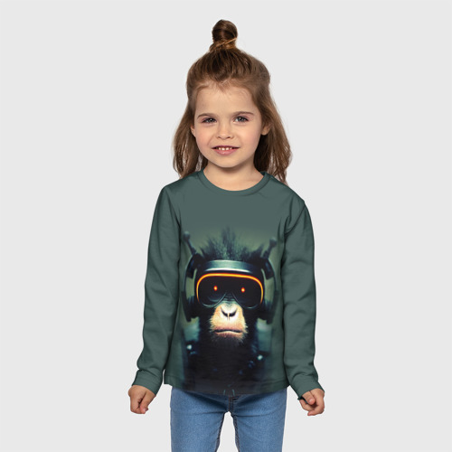 Детский лонгслив 3D Кибер-обезьяна, цвет 3D печать - фото 5
