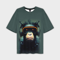 Мужская футболка oversize 3D Кибер-обезьяна