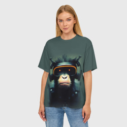 Женская футболка oversize 3D Кибер-обезьяна - фото 2
