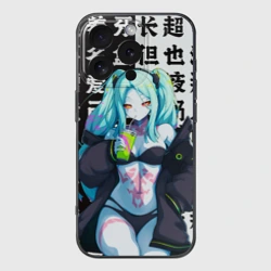 Чехол для iPhone 16 Pro силиконовый с защитой камеры Просто Ребекка - Киберпанк аниме