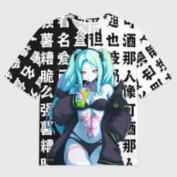 Женская футболка oversize 3D Просто Ребекка - Киберпанк аниме