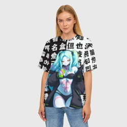 Женская футболка oversize 3D Просто Ребекка - Киберпанк аниме - фото 2
