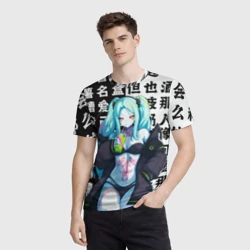 Мужская футболка 3D Просто Ребекка - Киберпанк аниме - фото 2