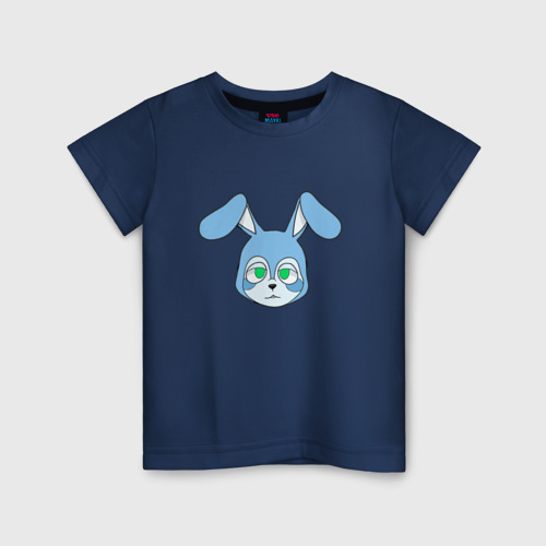 Детская футболка хлопок с принтом Синий заяц 2023, вид спереди #2