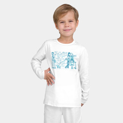 Пижама с принтом Девушки с собакой и парень для ребенка, вид на модели спереди №2. Цвет основы: белый