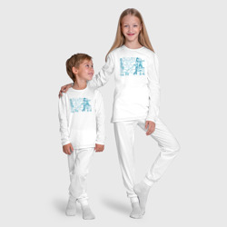 Пижама с принтом Девушки с собакой и парень для ребенка, вид на модели спереди №5. Цвет основы: белый