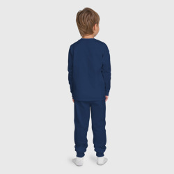 Пижама с принтом Атлет с усами ретро для ребенка, вид на модели сзади №2. Цвет основы: темно-синий