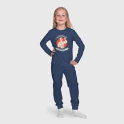 Пижама с принтом Атлет с усами ретро для ребенка, вид на модели спереди №4. Цвет основы: темно-синий