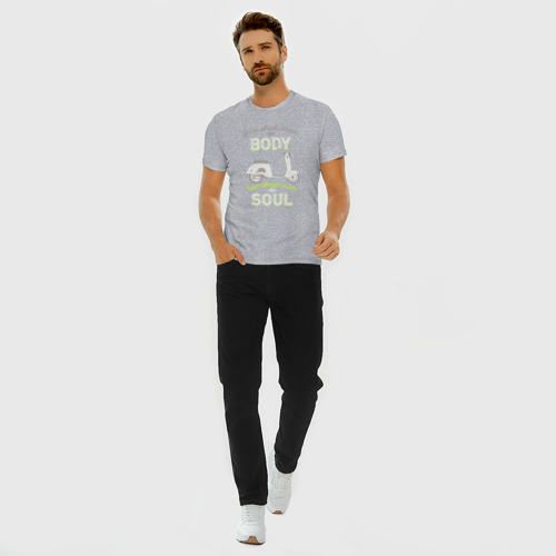 Мужская футболка хлопок Slim Скутером движет душа ретро, цвет меланж - фото 5