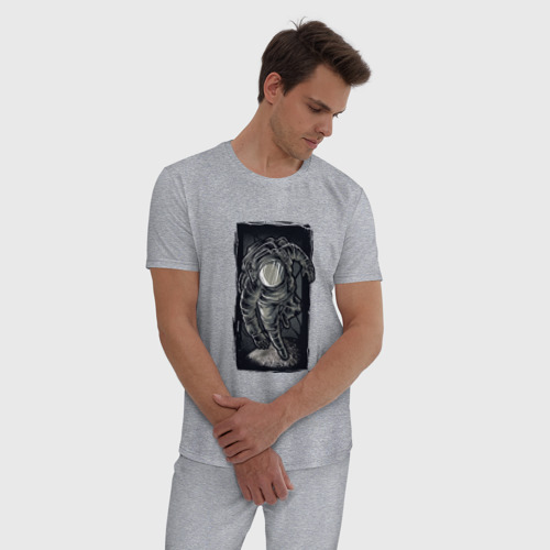 Мужская пижама хлопок с принтом Объемный космонавт, фото на моделе #1