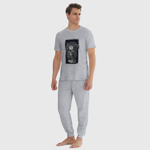 Мужская пижама хлопок с принтом Объемный космонавт, вид сбоку #3