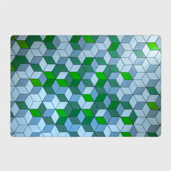 Магнитный плакат 3Х2 Зелёные и серые абстрактные кубы с оптической иллюзии
