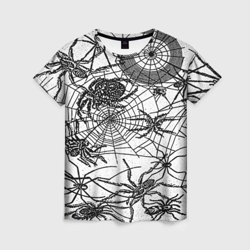 Женская футболка 3D с принтом Пауки и паутина, вид спереди #2