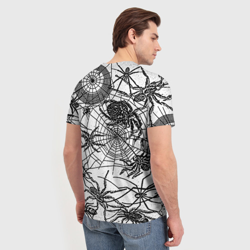 Мужская футболка 3D с принтом Пауки и паутина, вид сзади #2
