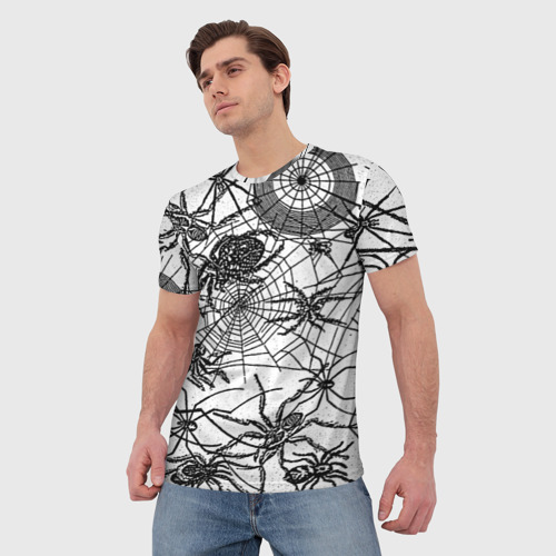 Мужская футболка 3D с принтом Пауки и паутина, фото на моделе #1