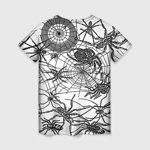 Женская футболка 3D с принтом Пауки и паутина, вид сзади #1