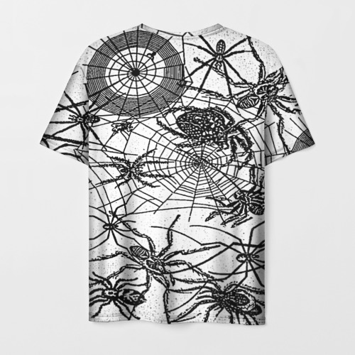 Мужская футболка 3D с принтом Пауки и паутина, вид сзади #1