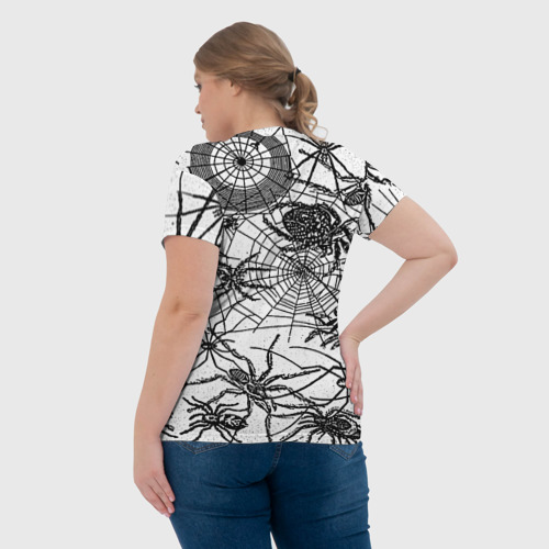 Женская футболка 3D с принтом Пауки и паутина, вид сзади #2