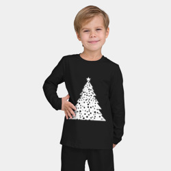 Детская пижама с лонгсливом хлопок Новогодняя чёрно-белая ёлка - фото 2