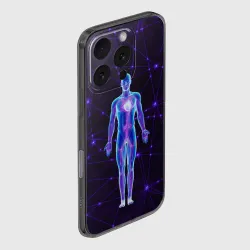 Чехол для iPhone 16 Pro силиконовый с защитой камеры Неоновый человек в нейросети - фото 2