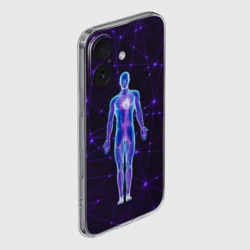 Чехол для iPhone 16 силиконовый с защитой камеры Неоновый человек в нейросети - фото 2