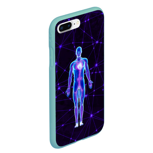 Чехол для iPhone 7Plus/8 Plus матовый Неоновый человек в нейросети, цвет мятный - фото 3