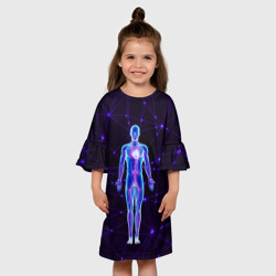 Детское платье 3D Неоновый человек в нейросети - фото 2