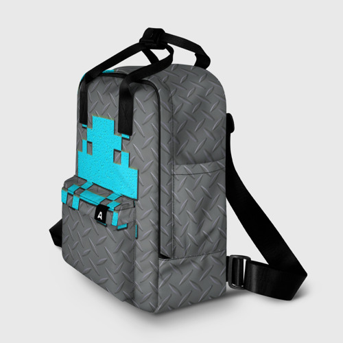 Женский рюкзак 3D с принтом Бэнкси - космический захватчик, фото на моделе #1