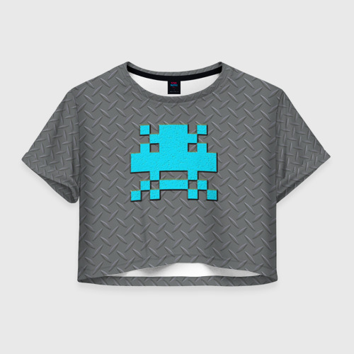 Женская футболка Crop-top 3D Бэнкси - космический захватчик, цвет 3D печать