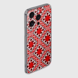 Чехол для iPhone 15 Pro силиконовый с защитой камеры Белорусская вышивка - орнамент - фото 2