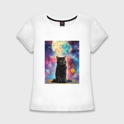 Женская футболка хлопок Slim Космо-котик